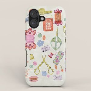 Vintage Sewing Kit Illustration iPhone Case