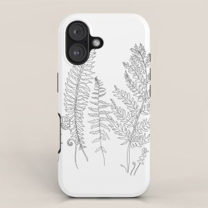 Minimal Line Art Fern Leaves iPhone Case