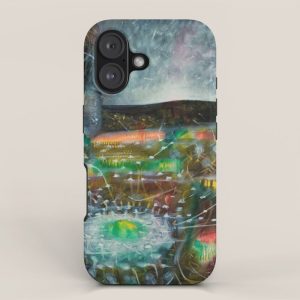 To Cover the Earth with a New Dew, Northern Lights fantastical landscape painting by Robert Matta iPhone Case